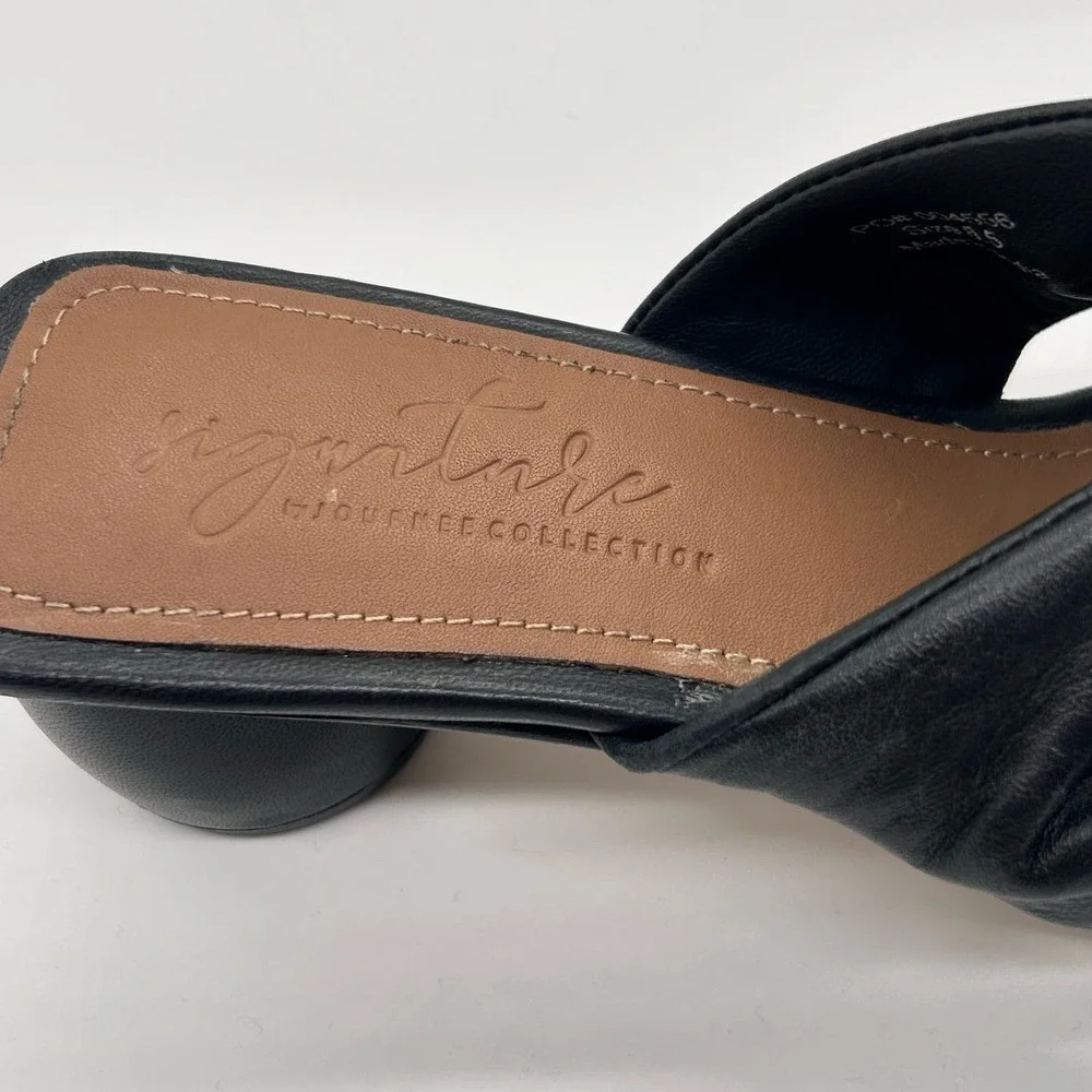 Journee Signature Sandals Womens 8.5 Black Leather Charlize Twisted Slip On‎ NEW
